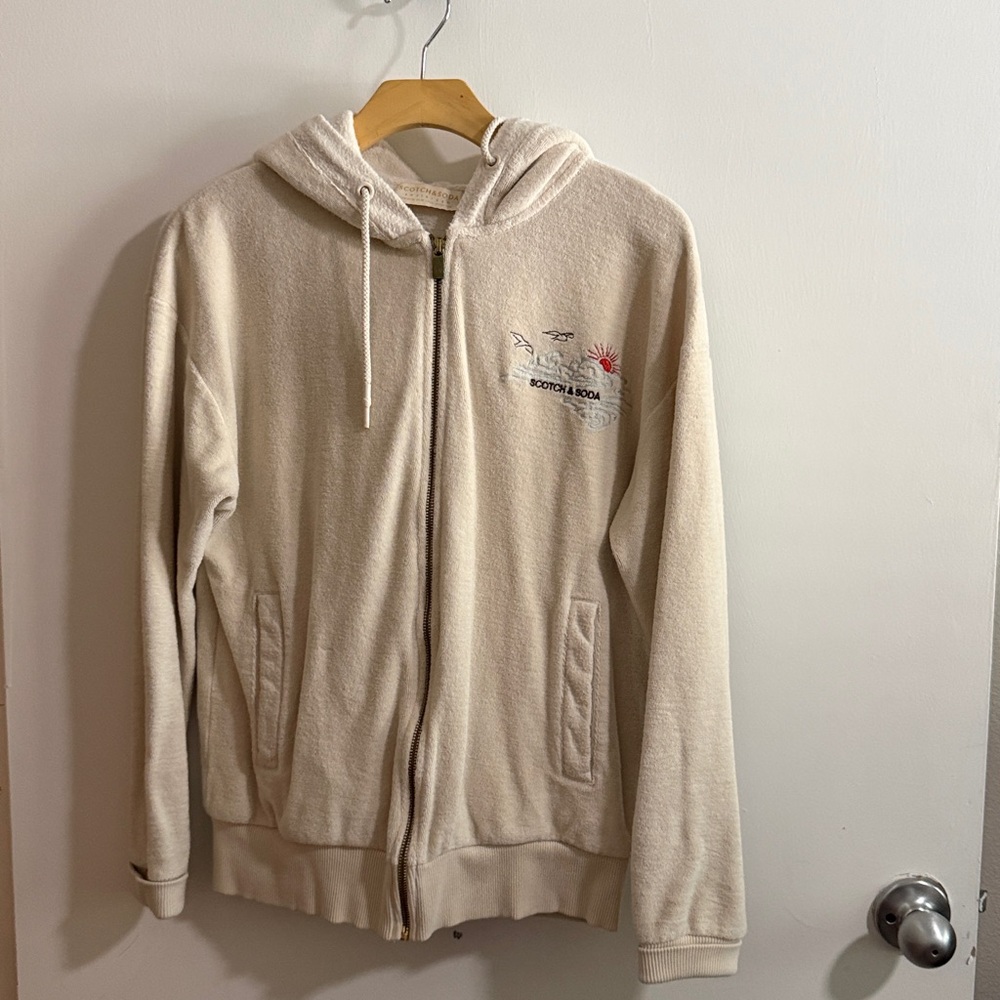 Scotch & Soda Cream Zip-Up Hoodie